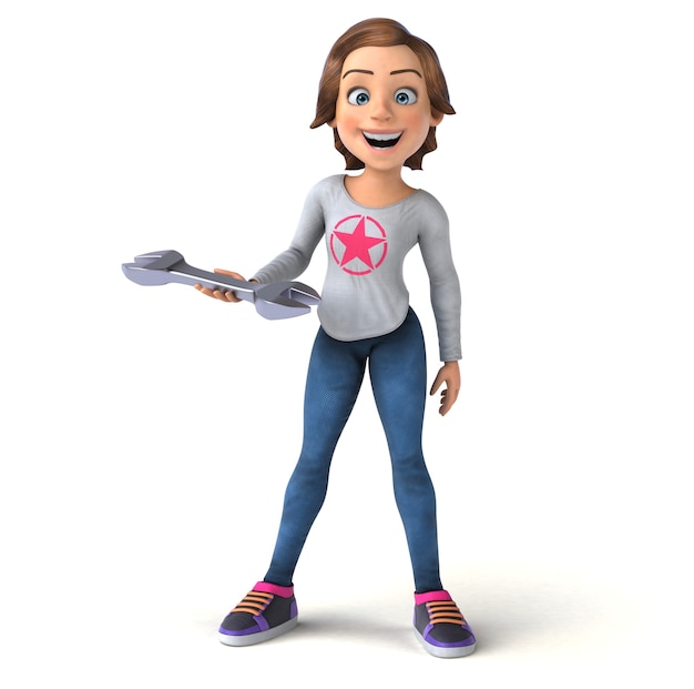 Lustige 3D-Figur eines Cartoon-Teenager-Mädchens