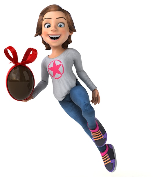 Lustige 3D-Figur eines Cartoon-Teenager-Mädchens