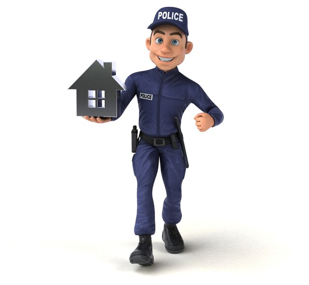 Lustige 3D-Illustration eines Cartoon-Polizeibeamten