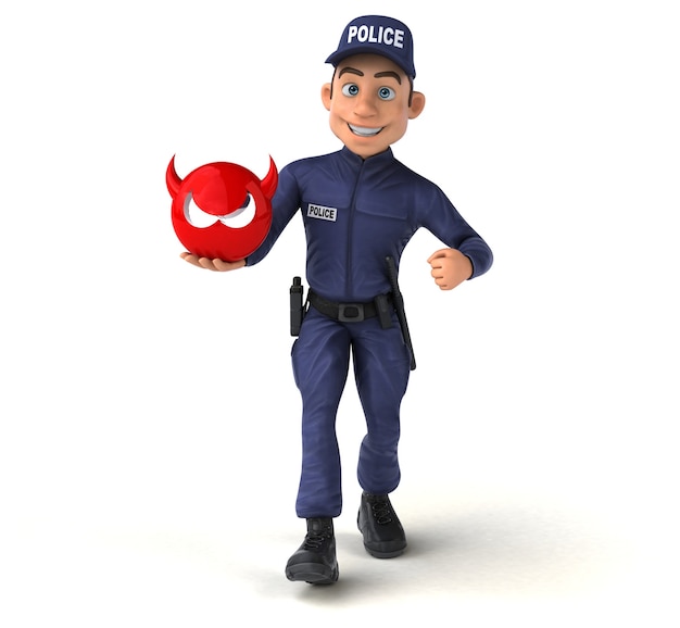 Lustige 3D-Illustration eines Cartoon-Polizeibeamten