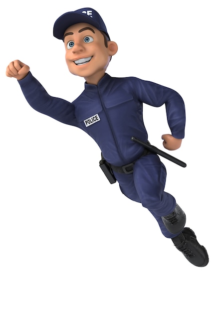 Lustige 3D-Illustration eines Cartoon-Polizeibeamten