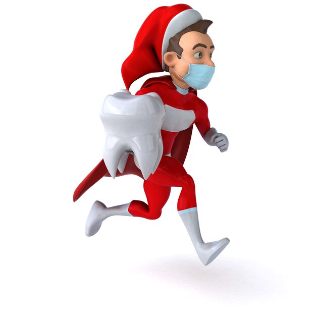 Lustige 3D-Illustration eines Cartoon-Weihnachtsmanns mit Maske