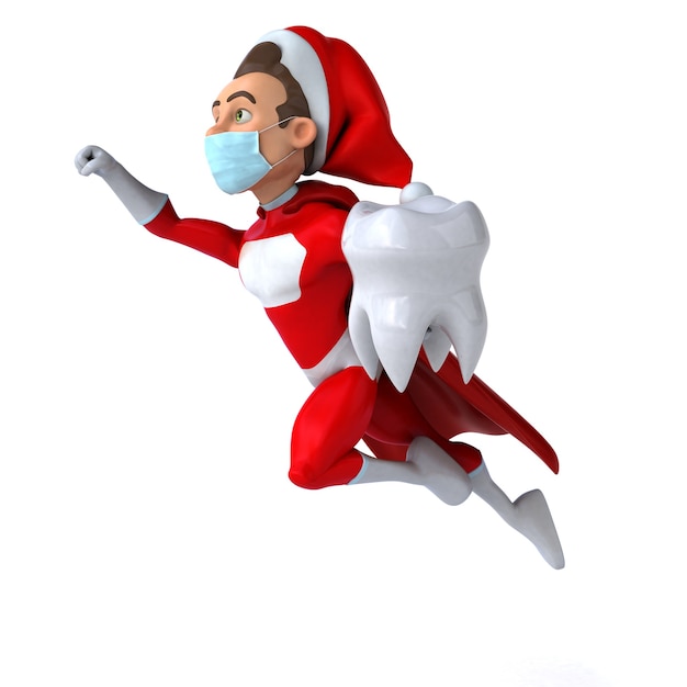 Lustige 3D-Illustration eines Cartoon-Weihnachtsmanns mit Maske