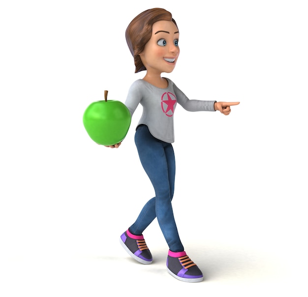 Lustige 3D-Illustration eines Karikatur-Teenager-Mädchens