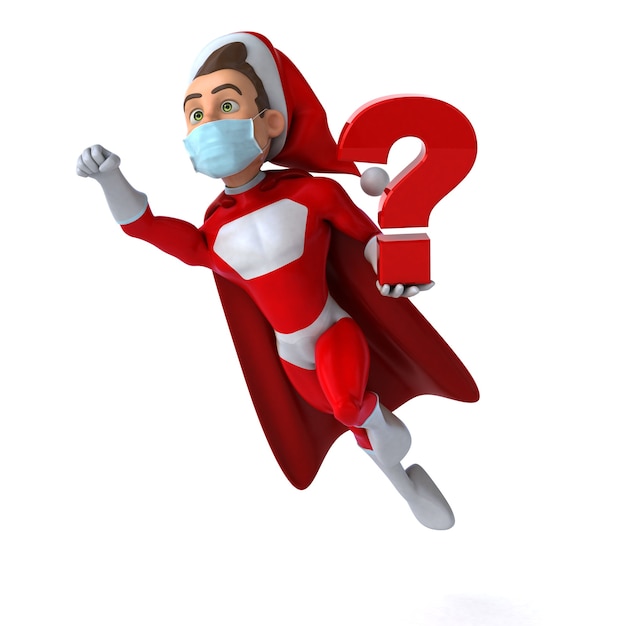 Lustige 3D-Illustration eines Karikatur-Weihnachtsmanns mit einer Maske