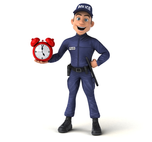 Lustige 3D-Rendering eines Cartoon-Polizeibeamten