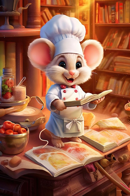 Lustige animierte Figur einer spannenden Maus aus einem Zeichentrickfilm wie einem Kinderzeichentrickfilm