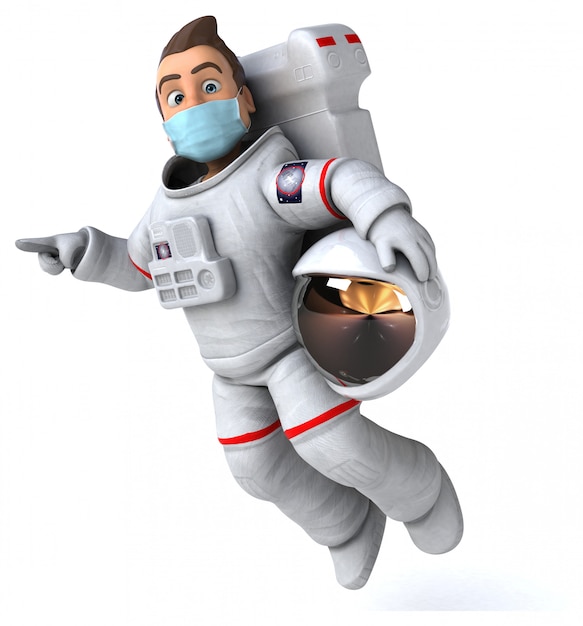 Lustige Astronautenanimation mit einer Maske