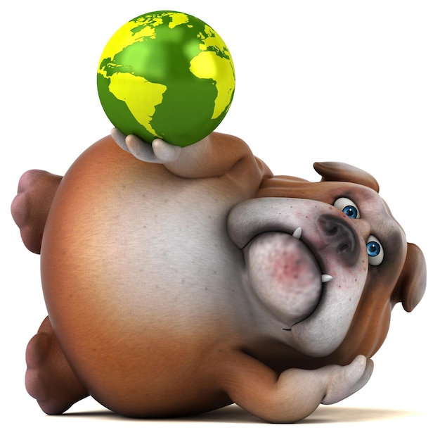 Lustige Bulldogge - 3D-Darstellung