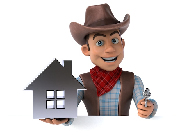 Lustige Cowboy 3D Illustration