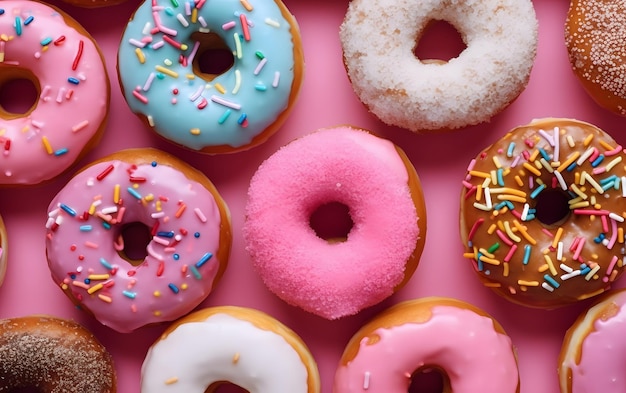 Lustige Draufsicht Donuts Hintergrund abstrakt bunt