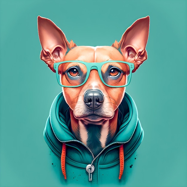 Lustige Hipster-niedliche Hundekunst-Illustration Anthropomorphe Hunde