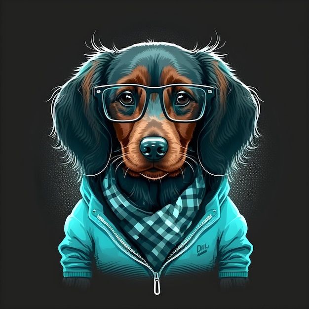 Lustige Hipster-niedliche Hundekunst-Illustration Anthropomorphe Hunde