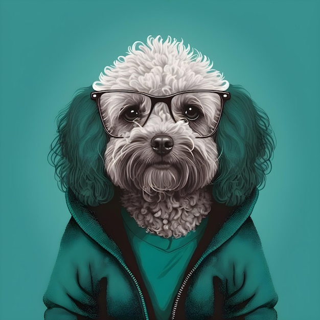 Lustige Hipster-niedliche Hundekunst-Illustration Anthropomorphe Hunde