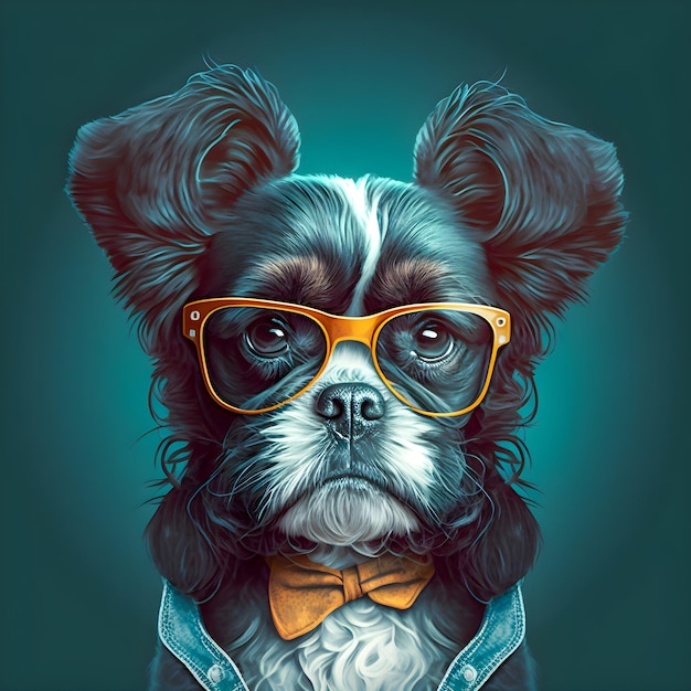 Lustige Hipster-niedliche Hundekunst-Illustration Anthropomorphe Hunde