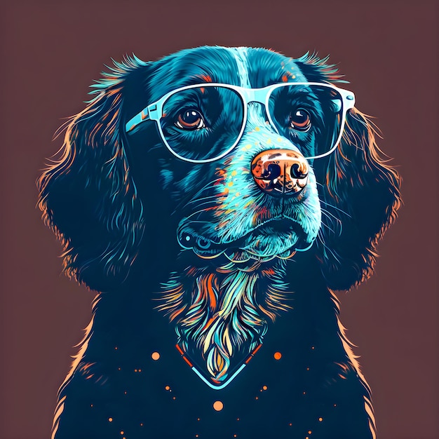 Lustige Hipster-niedliche Hundekunst-Illustration Anthropomorphe Hunde