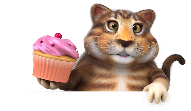 Lustige Katze - 3D-Illustration