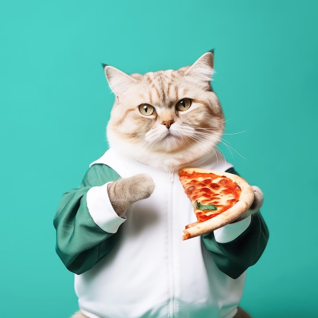 Lustige Katze isst Pizza Moderne Kunst