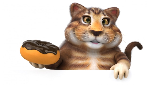 Foto lustige katze mit donut