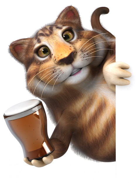 Lustige Katze mit einem Bier