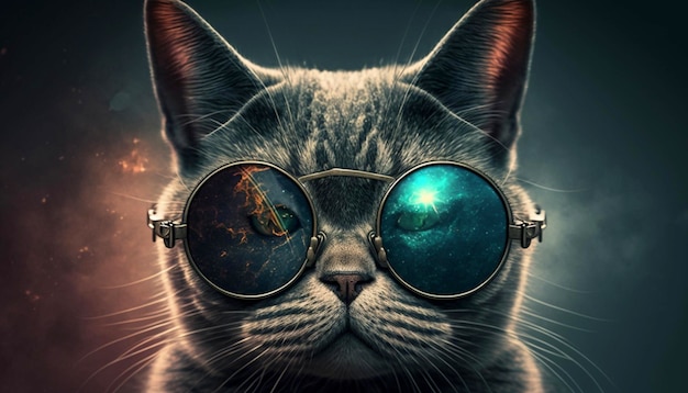 Lustige Katze mit Sonnenbrille Generative Ai