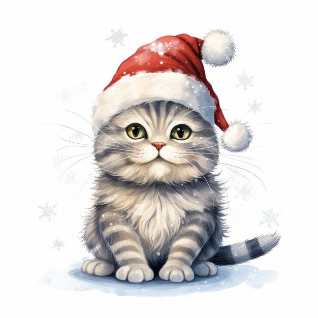 Lustige Katze mit Wintermütze und Schal. Vektorillustration