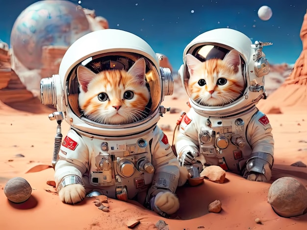 Lustige Katzen Astronauten im Weltraum