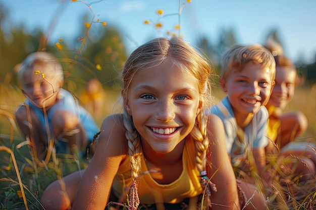 Lustige Kinder im Sommerlager