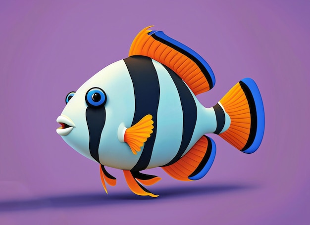 Lustige tropische Fische Clownfische 3D-Cartoon