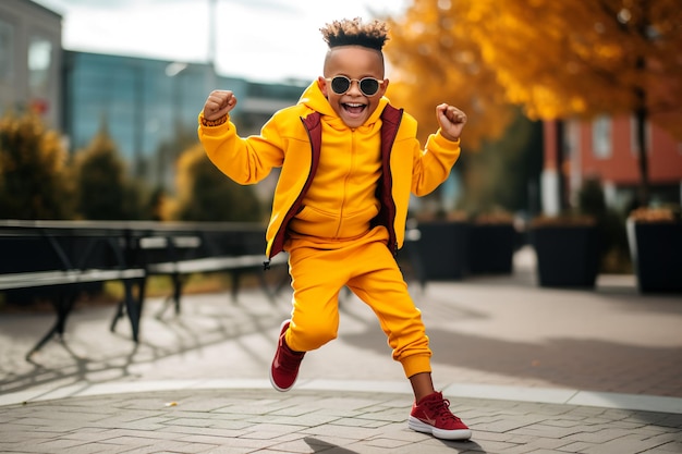 Lustige und farbenfrohe Sport-Herbstkleidung für Kinder