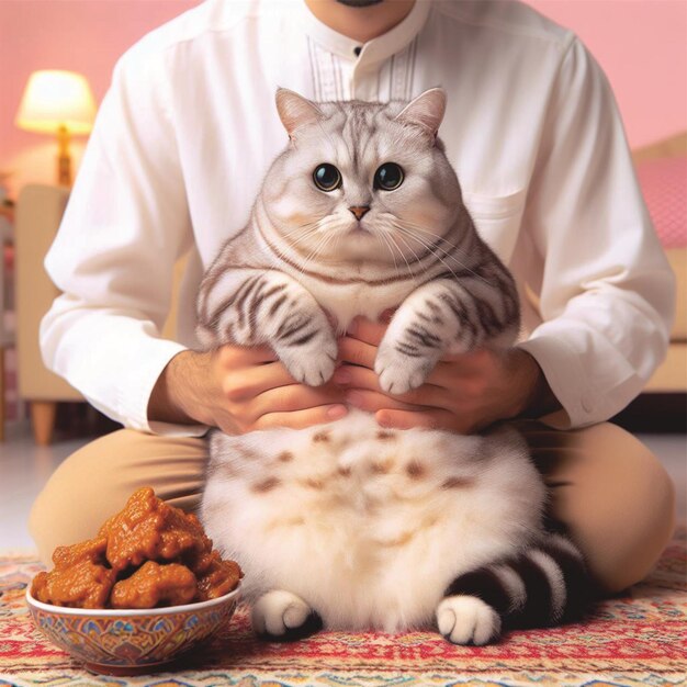 Foto lustige verhaltensweisen fetter katzen sind verpackt
