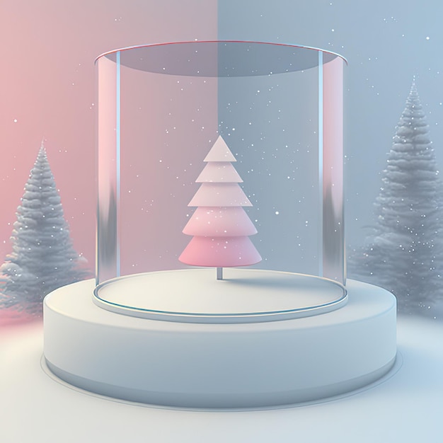 Lustige Weihnachtsdekoration aus ultraweichem Glas isoliert auf rosa Hintergrund Pastellfarben Buntes Poster und Banner Cartoon minimaler Luftstil 3D-Illustration