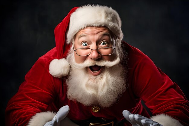 Foto lustige weihnachtsmann-geste im stil von nikon