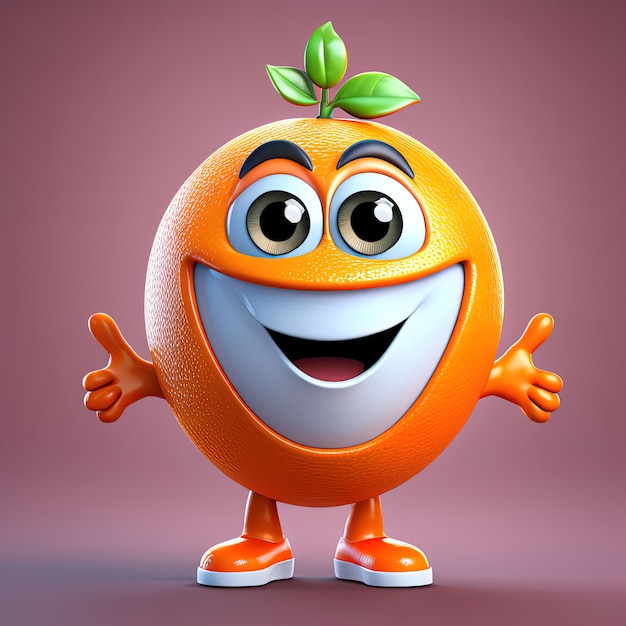 lustige Zeichentrickfigur mit Orange