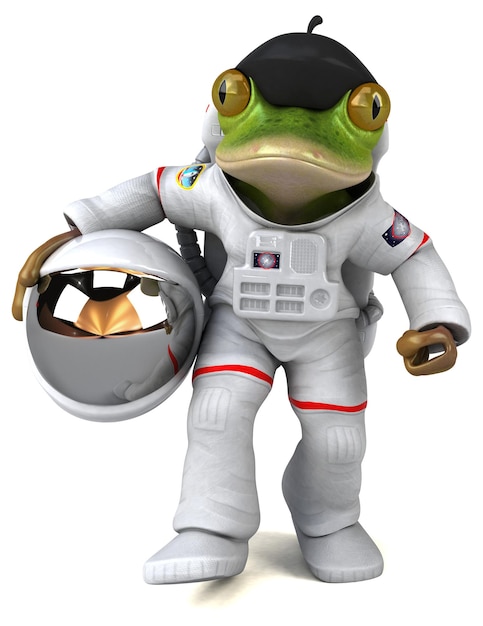 Lustiger 3D-Cartoon-Frosch-Astronaut