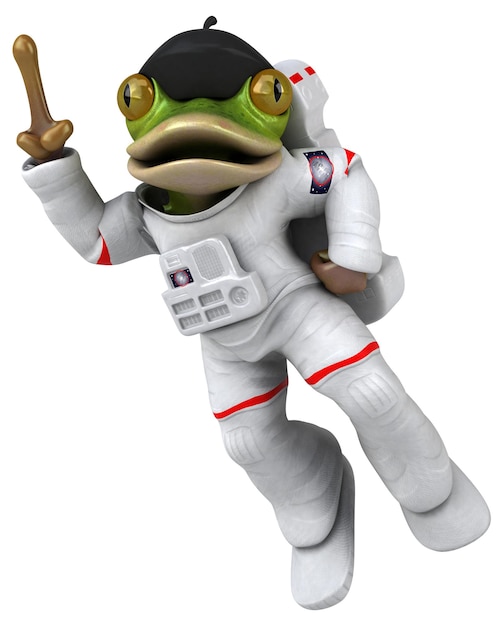 Lustiger 3D-Cartoon-Frosch-Astronaut