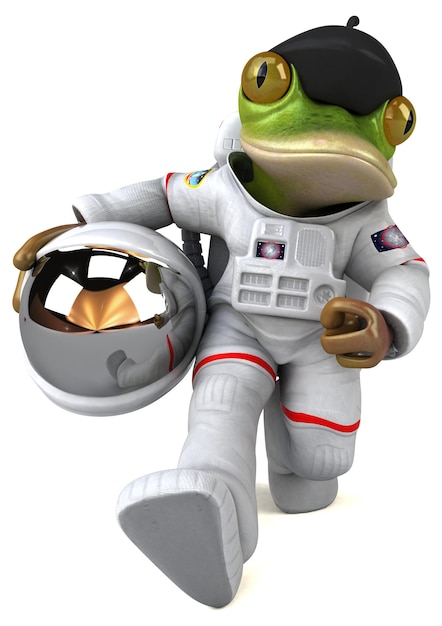 Lustiger 3D-Cartoon-Frosch-Astronaut