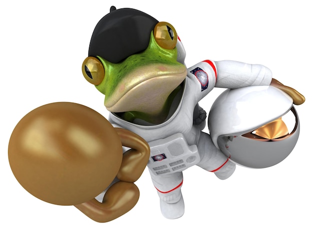 Lustiger 3D-Cartoon-Frosch-Astronaut