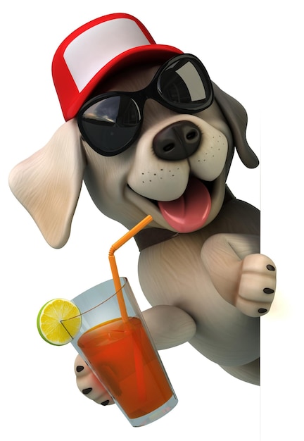 Lustiger 3D-Cartoon weißer Labrador RetrieverxA