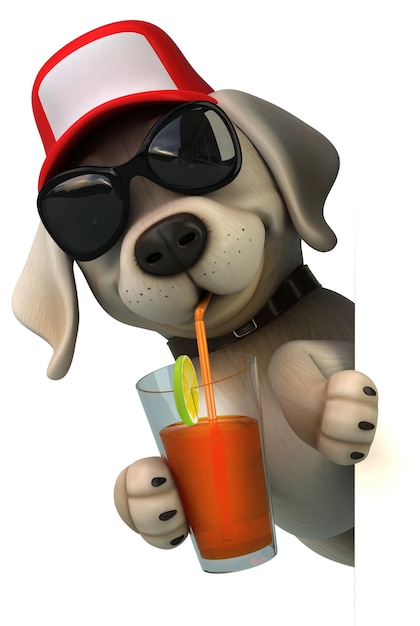 Lustiger 3D-Cartoon weißer Labrador RetrieverxA