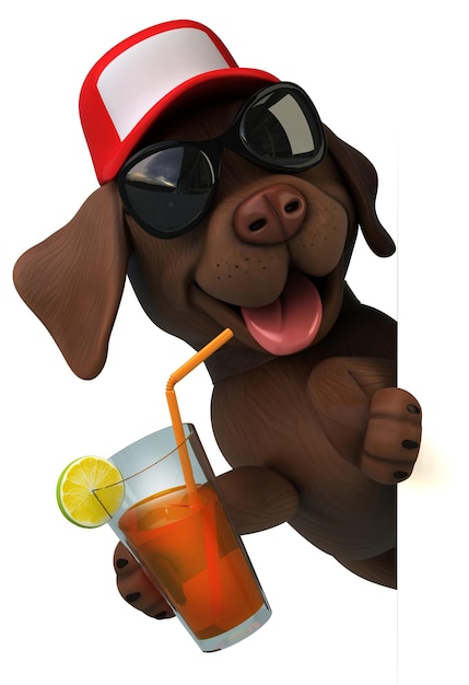 Foto lustiger 3d-cartoon weißer labrador retrieverxa