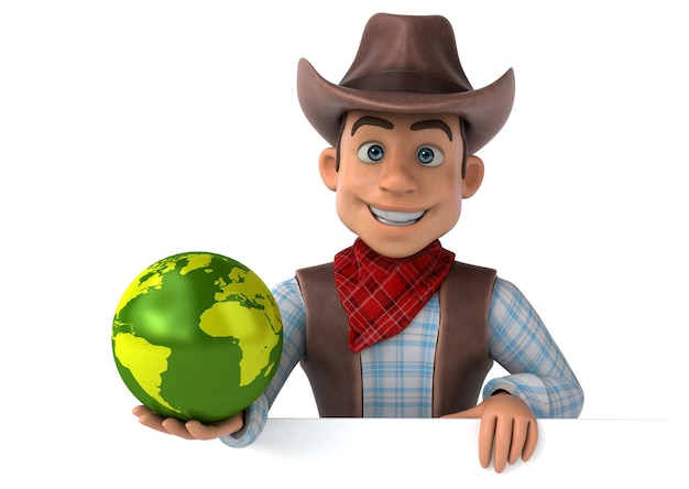 Lustiger Cowboy - 3D-Illustration