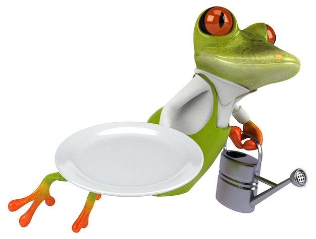 Lustiger Froschgärtner - 3D-Illustration