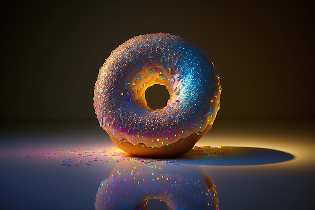 Lustiger Gesichtsdonut oder Donut auf schwarzem Schieferhintergrund