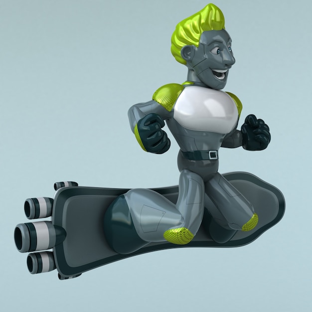 Lustiger grüner Roboter - 3D-Charakter