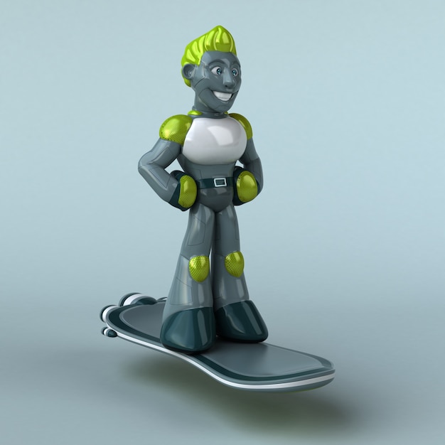 Lustiger grüner Roboter - 3D-Illustration