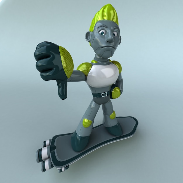 Lustiger grüner Roboter - 3D-Illustration