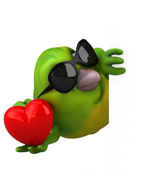 Lustiger grüner Vogel - 3D-Illustration