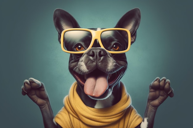 Lustiger Hund mit Sonnenbrille Generative KI