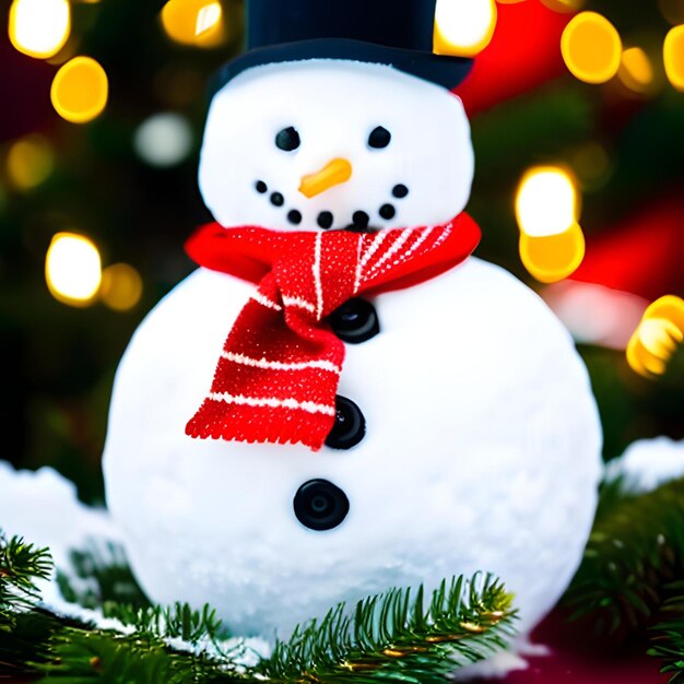 Foto lustiger schneemann auf weihnachts-bokeh-hintergrund schneemann 18